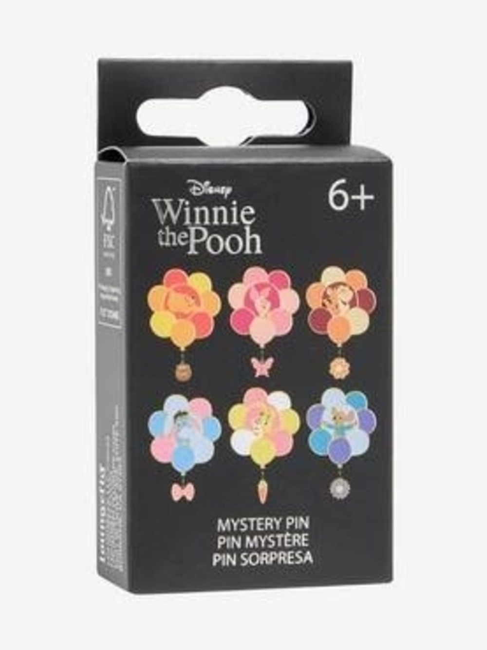 NWT Disney Winnie the Pooh Mystery Pin Box - Black with Multicolor Pin Art